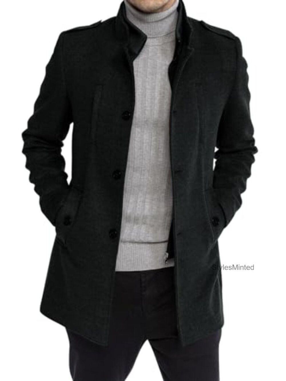 Men's Trench Coat Single Breasted Pea Coat Casual Overcoat